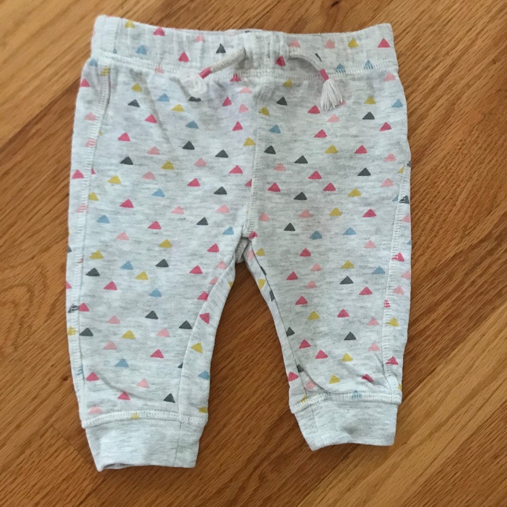 H&M tan with multi-colored geometric shapes pants